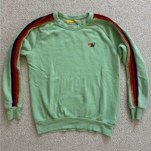Aviator Nation velvet stripe crew in green unisex size S